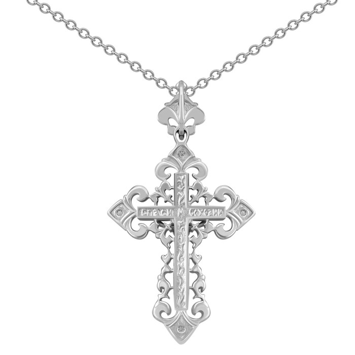 Кулон крест из платины с бриллиантами (038173)