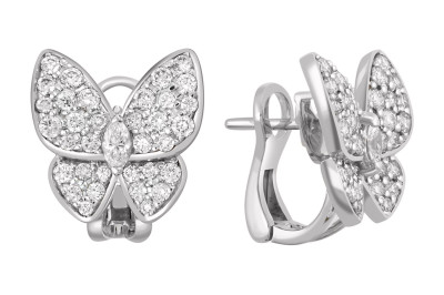 Серьги из белого золота с бриллиантами &quot;Бабочки&quot; (049747)