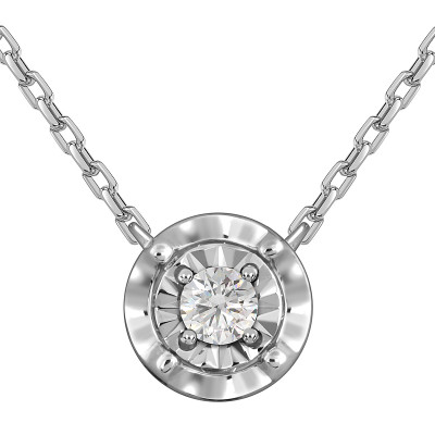 Колье из белого золота с бриллиантом (059122)