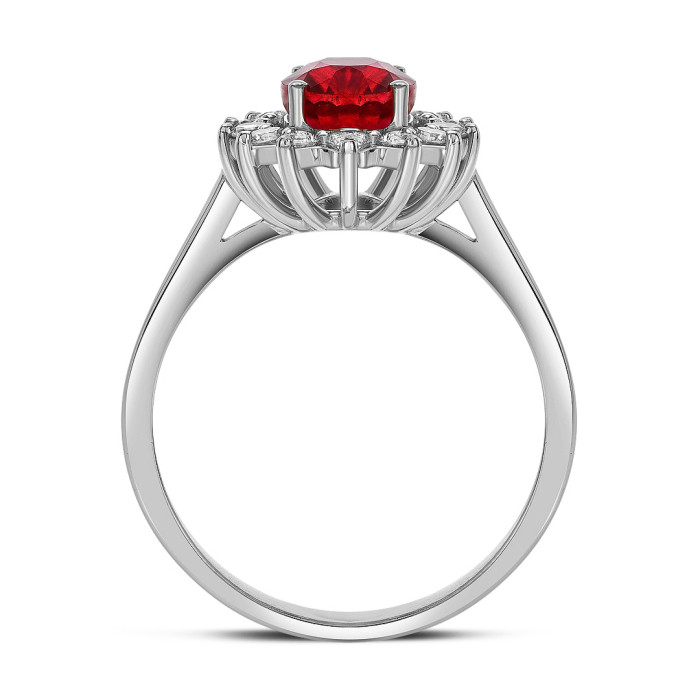 Кольцо из белого золота с бриллиантами и рубином (046082)