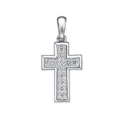 Кулон крест из платины с бриллиантами (057991)