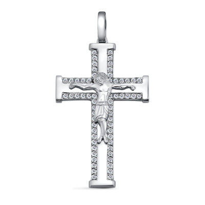 Кулон крест из платины с бриллиантами (060619)