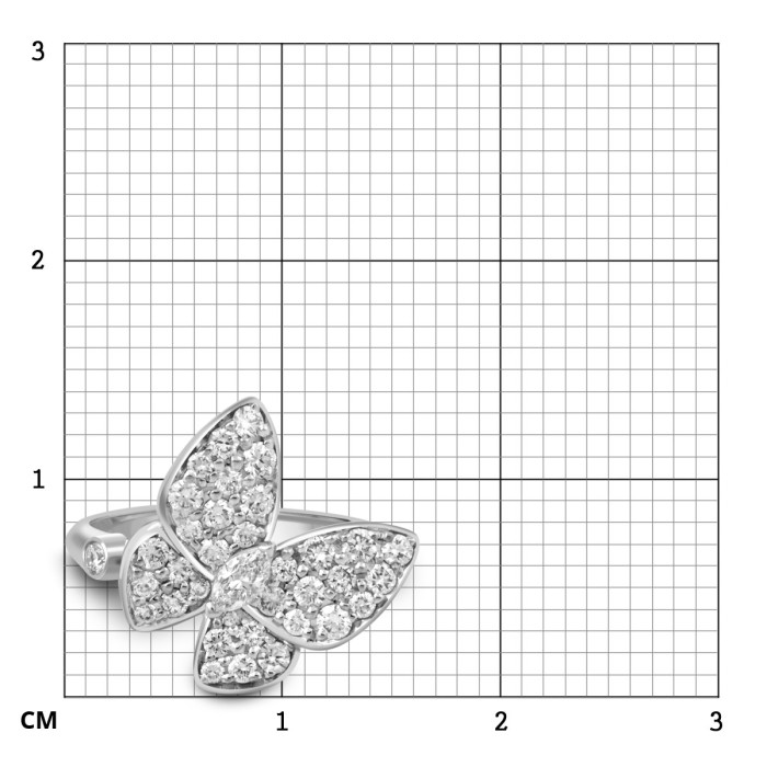 Кольцо из белого золота с бриллиантами "Бабочка" (058453)