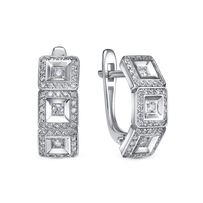 Серьги из платины с бриллиантами (057982)