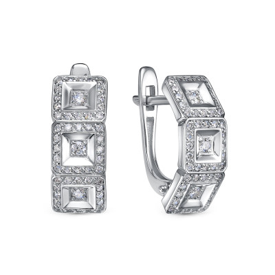 Серьги из платины с бриллиантами (057982)