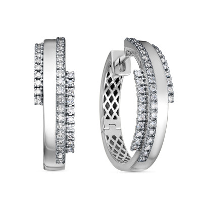 Серьги конго из белого золота с бриллиантами (049948)