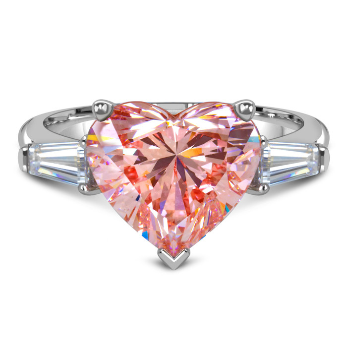 Помолвочное колье из белого золота с розовым бриллиантом "Сердце" (060515)