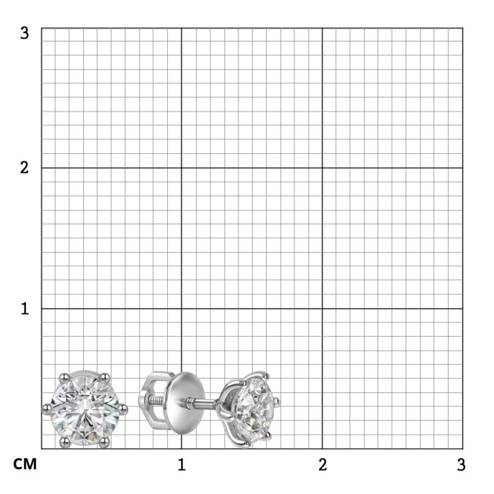 Серьги пусеты из платины с бриллиантами (064626)