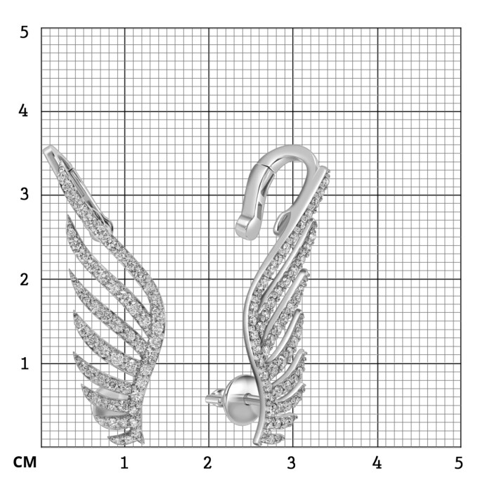 Серьги каффы из белого золота с бриллиантами (055733)