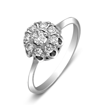 Помолвочное кольцо из платины с бриллиантами (026075)