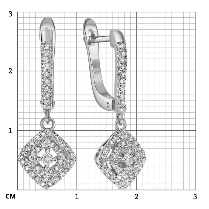 Серьги из белого золота с бриллиантами (039593)