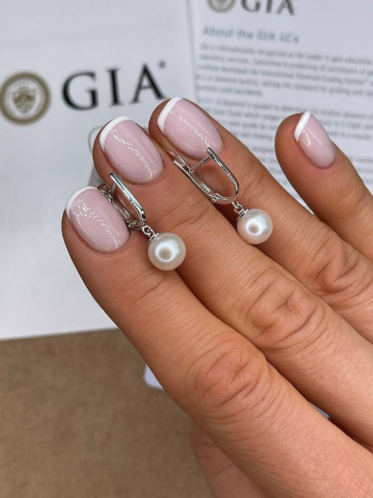 Серьги из белого золота с жемчугом (050927)