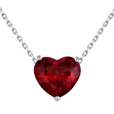 Колье из белого золота с гранатом Сердце (052524)