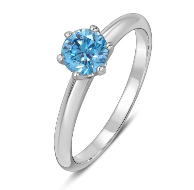 Помолвочное  кольцо из белого золота с  голубым бриллиантом (060229)