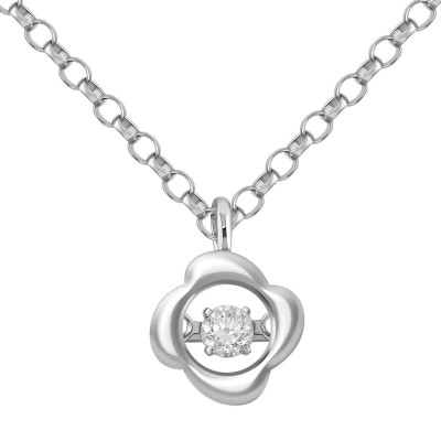 Колье из белого золота с &quot;плавающим&quot; бриллиантом (041279)