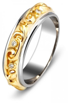 Обручальное кольцо из золота и палладия с бриллиантами 16.5