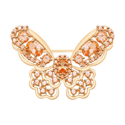 Брошь из красного золота с топазами Swarovski Бабочка (042322)