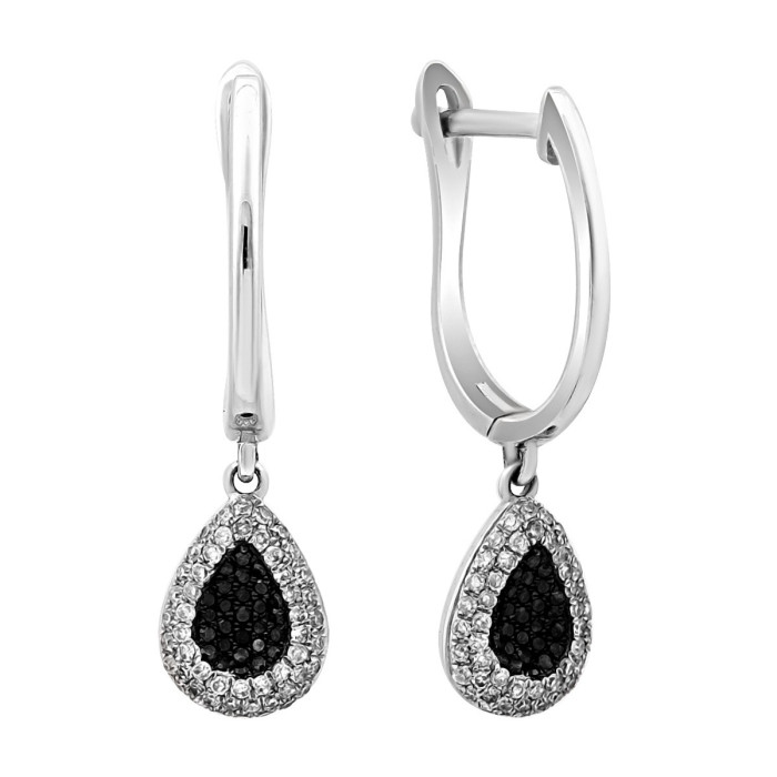 Серьги из белого золота с бриллиантами (001260)