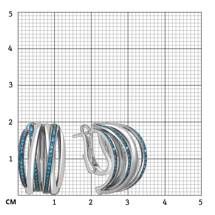 Серьги из белого золота с голубыми бриллиантами (059176)