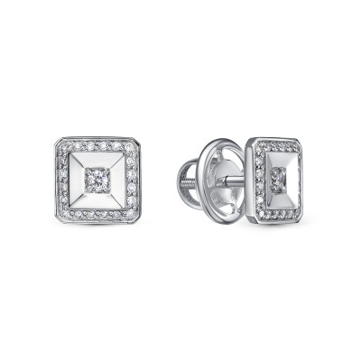 Серьги пусеты из платины с бриллиантами (057997)