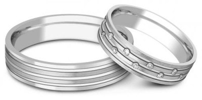 Обручальное кольцо из платины с бриллиантами 16.5