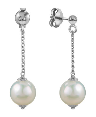 Серьги пусеты из белого золота с  жёмчугом (057897)