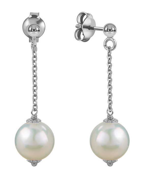 Серьги пусеты из белого золота с  жёмчугом (057897)