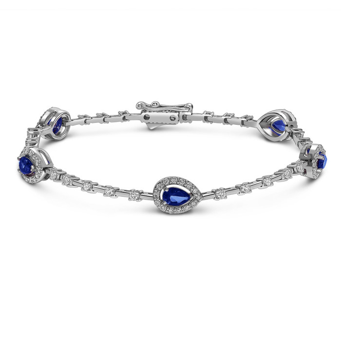 Браслет из белого золота с бриллиантами и сапфирами (060254)
