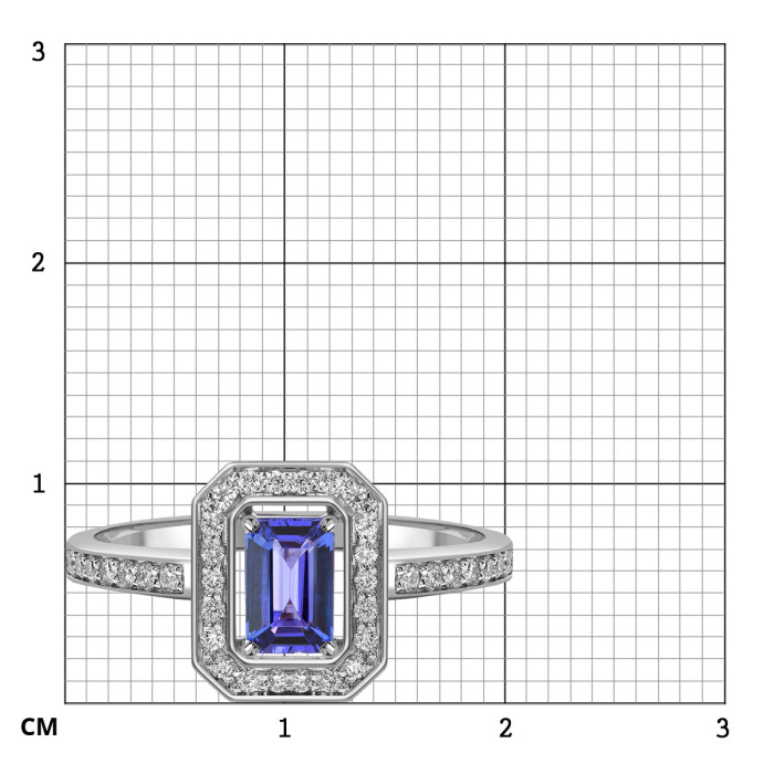 Кольцо из белого золота с бриллиантами и танзанитом (061554)