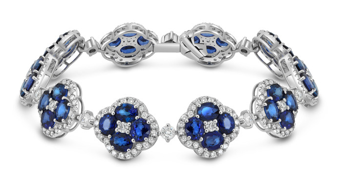 Браслет из белого золота с бриллиантами и сапфирами (047258)
