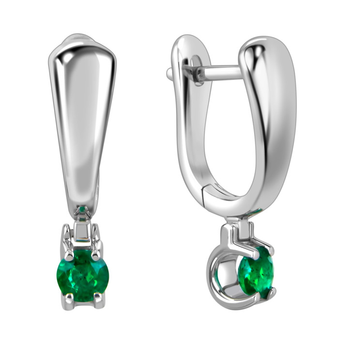 Серьги из белого золота с изумрудами (049053)