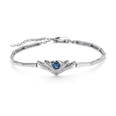 Браслет из белого золота с бриллиантами и сапфиром (055177)