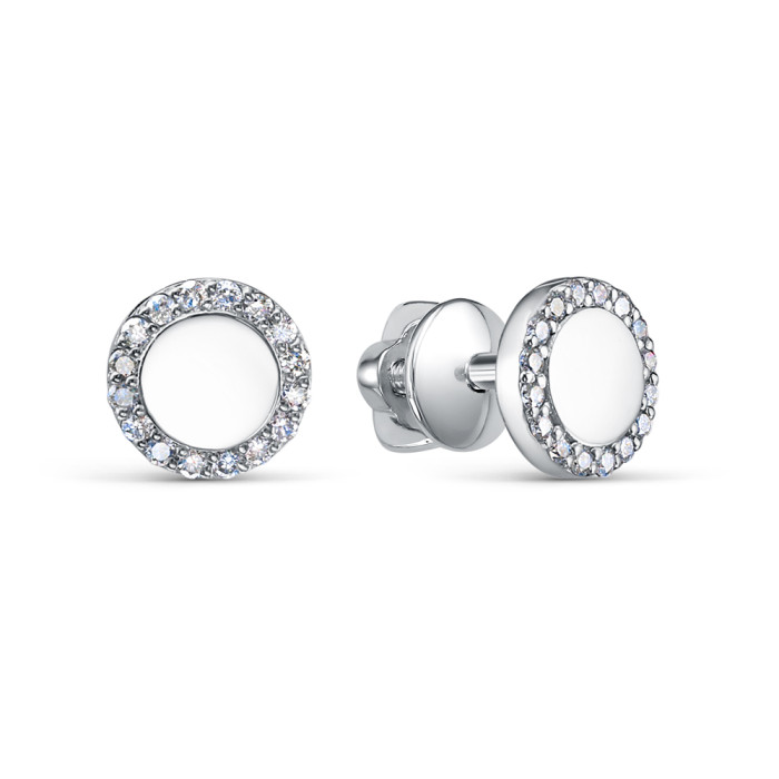 Серьги пусеты из платины с бриллиантами (058024)