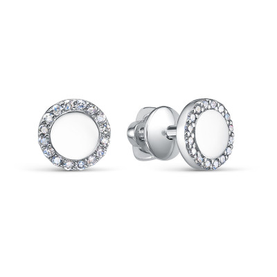 Серьги пусеты из платины с бриллиантами (058024)