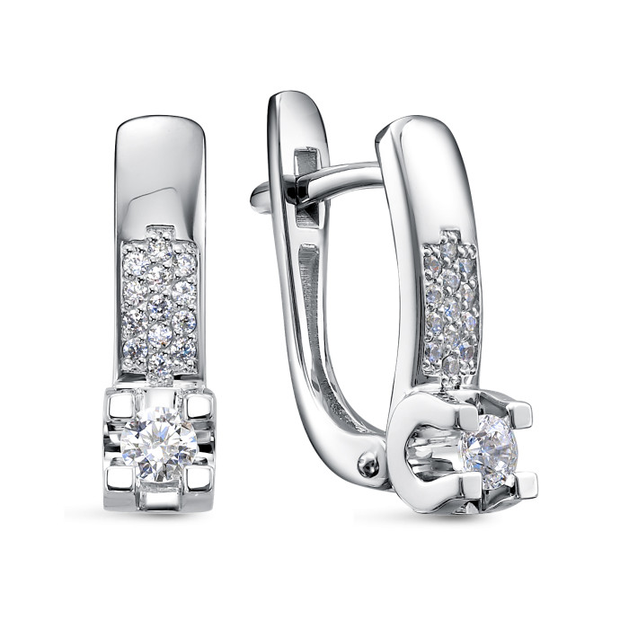 Серьги из платины с бриллиантами (048309)