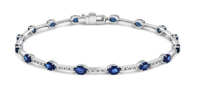 Браслет из белого золота с бриллиантами и сапфирами (047267)