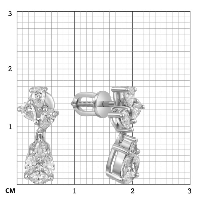 Серьги из белого золота с бриллиантами (054178)