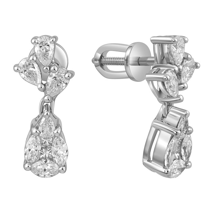 Серьги из белого золота с бриллиантами (054178)