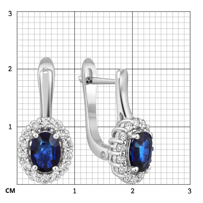 Серьги из белого золота с бриллиантами и сапфирами (050789)