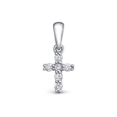 Кулон крест из платины с бриллиантами (058379)