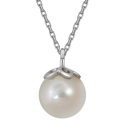 Колье из белого золота с жемчужиной (055536)