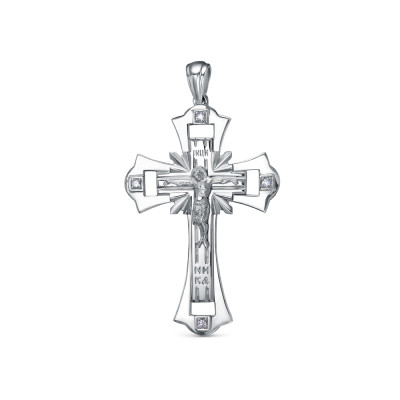 Кулон крест из платины с бриллиантами (058022)