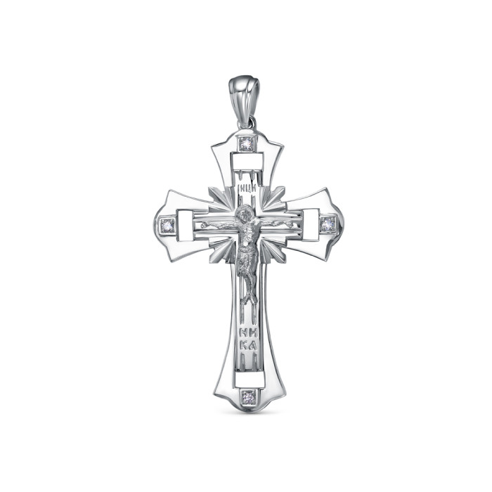 Кулон крест из платины с бриллиантами (058022)