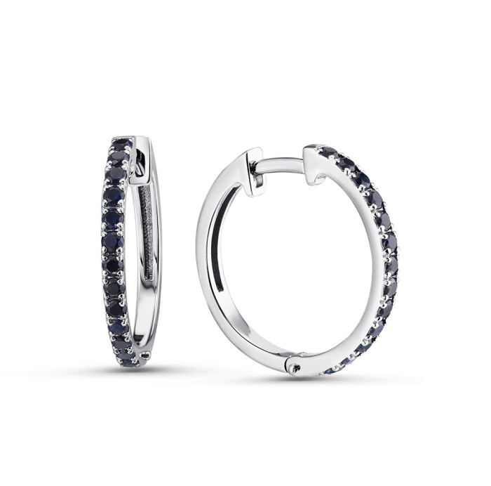 Серьги конго из белого золота с сапфирами (060469)