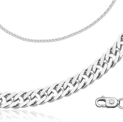 Цепь автомат из белого золота, плетение &quot;Двойное панцирное&quot; (052116)