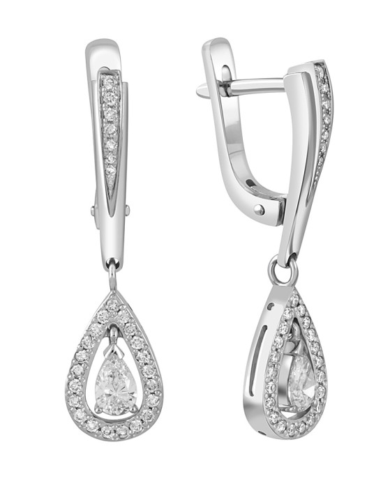 Серьги из белого золота с бриллиантами (043000)