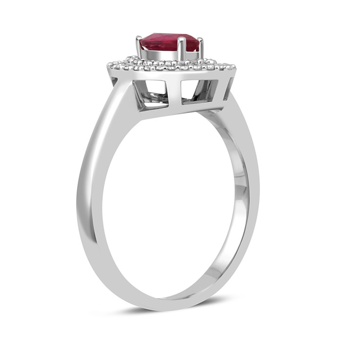 Кольцо из белого золота с бриллиантами и рубином (046090)