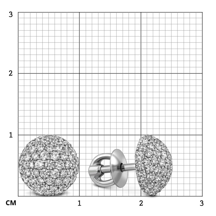 Серьги пусеты из белого золота с фианитами (023062)