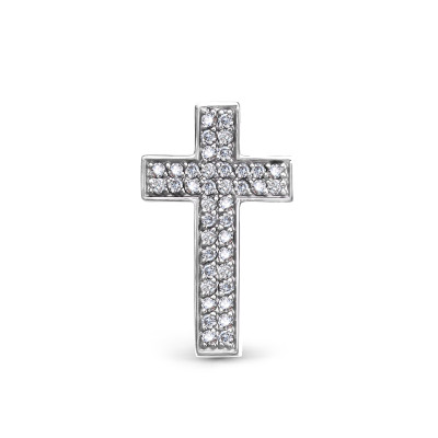 Кулон крест из платины с бриллиантами (058005)