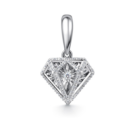 Кулон из белого золота с бриллиантами (063023)